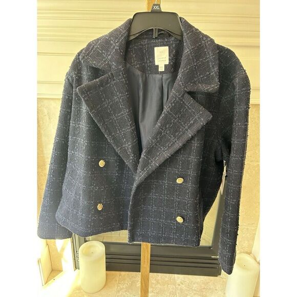 Lauren Conrad Women’s Navy Blue Lined Pea Coat Jacket Blazer WPockets XXL - Picture 3 of 10